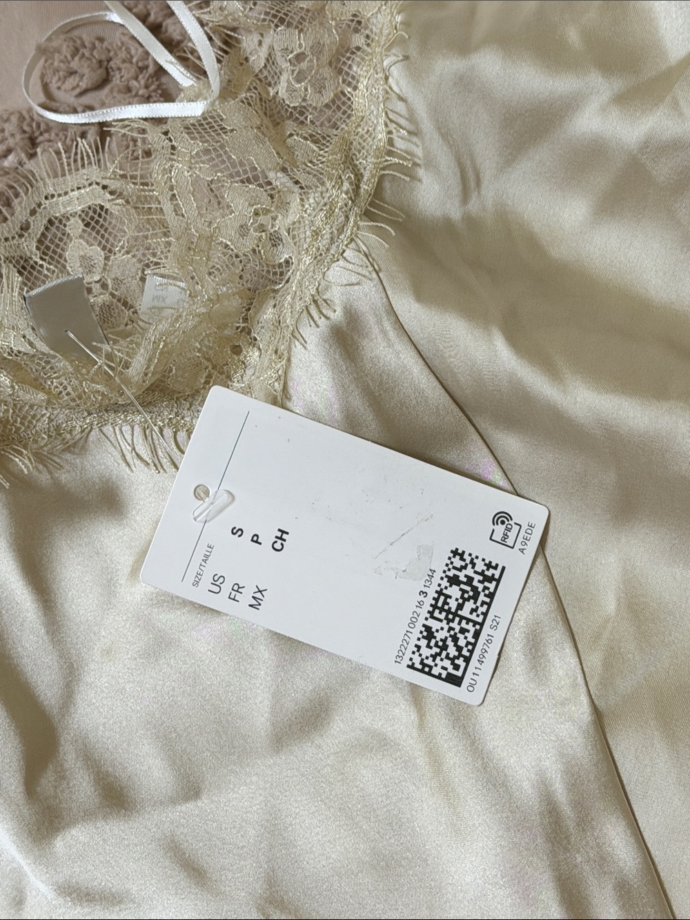 H&M Asymmetrical Champagne Lace-Trim Slip Dress - Picture 2 of 3